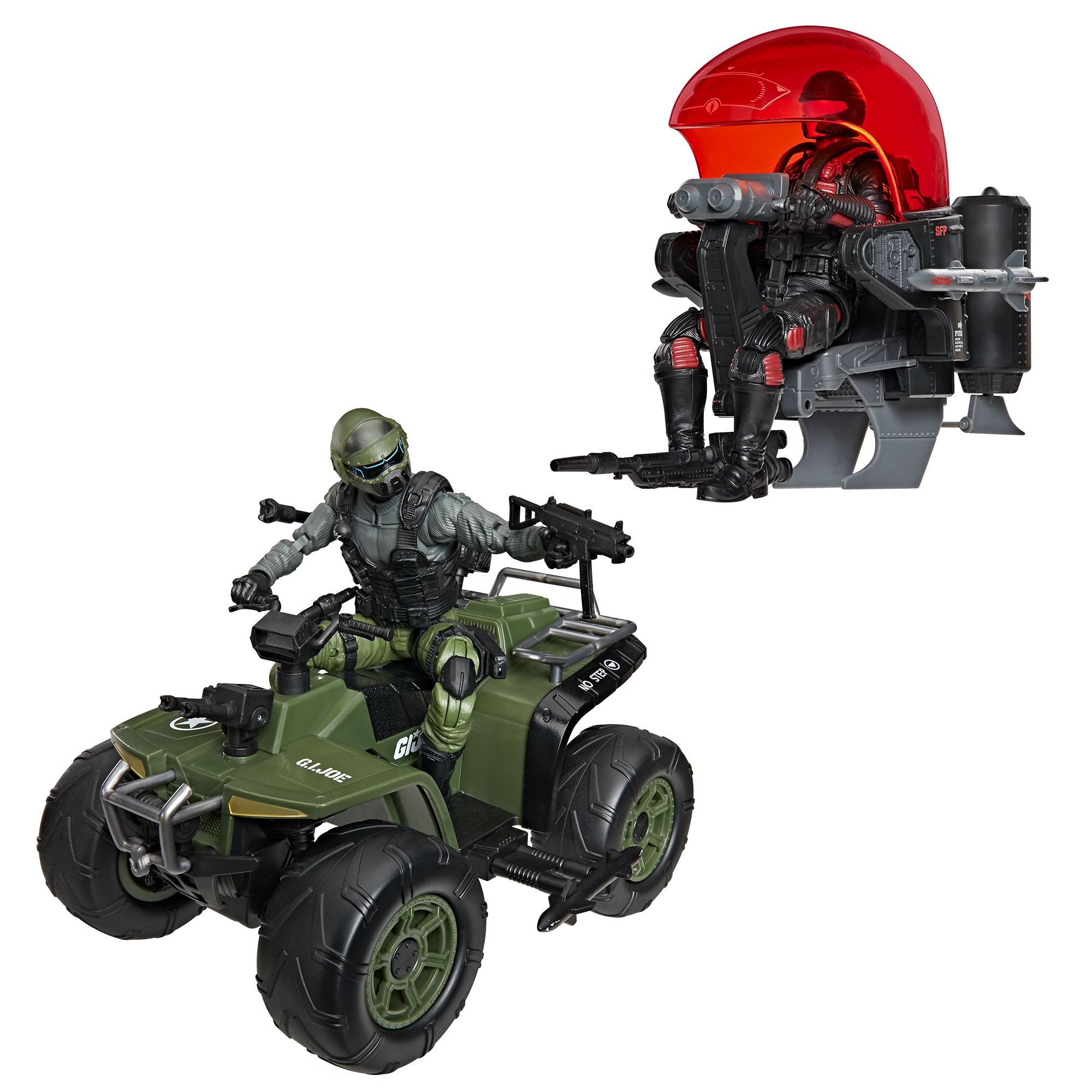 G.I. Joe Classified Series #218, Snake Eyes & Varmint ATV Vs. Stealth Viper & Cobra Stealth Flight Pod (Trubble Bubble)