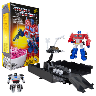 Transformers, Optimus Prime e Autobot Jazz, set con scatola di cereali