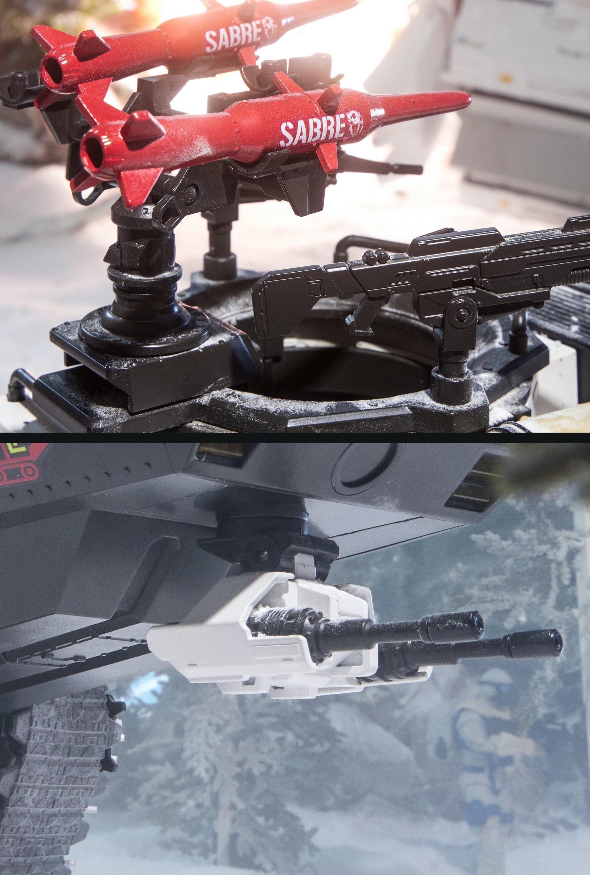 Snow Sabre air rockets and the Twin Hissintegrator Cannons 