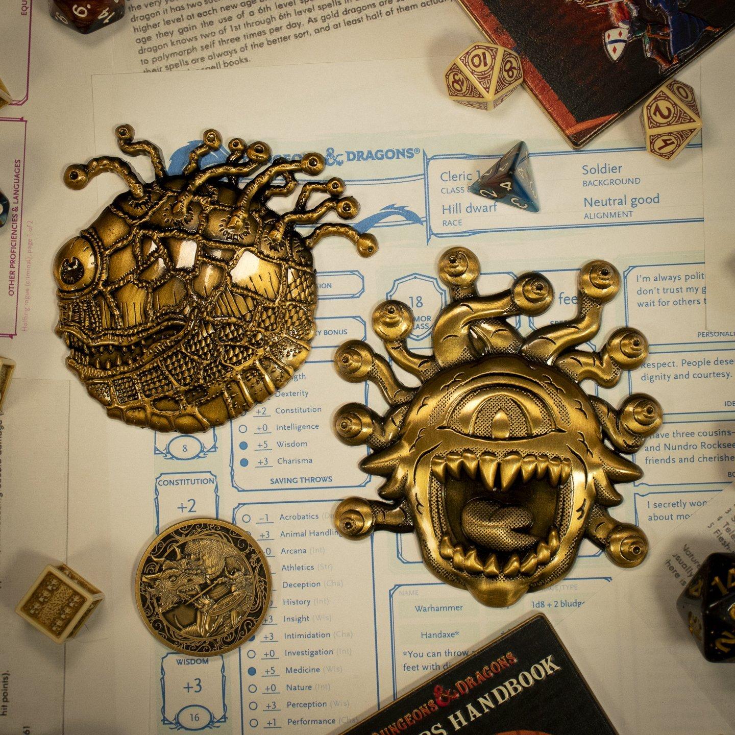 Dungeons & Dragons - Set de dos medallas de contemplador del 50.º aniversario - Edición limitada