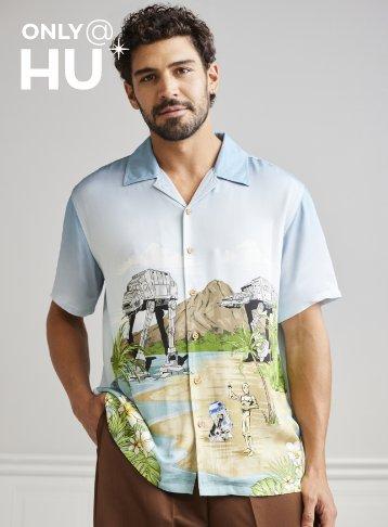Our Universe Star Wars Droids At The Beach Tiki Woven Button Up Our Universe Exclusive