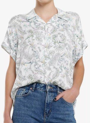 Her Universe Jurassic Park Floral Woven Button-Up Her Universe Exclusive