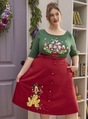 Her Universe Disney Pluto Holiday Retro Skirt Plus Size Her Universe Exclusive