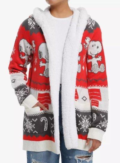 Peanuts Snoopy Fair Isle Sherpa Cardigan