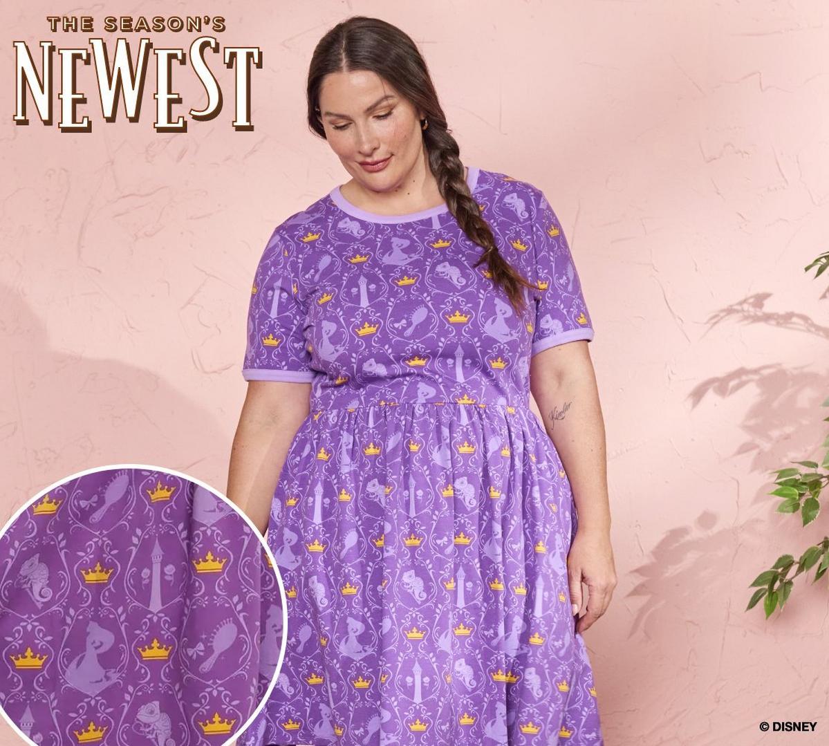 Woman wearing a purple dress