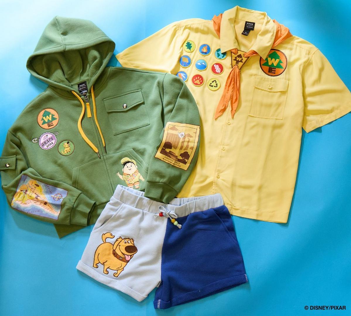Pixar Up Collection featuring hoodie, top, and shorts