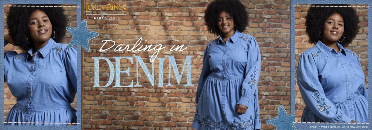 Woman wearing a denim dress