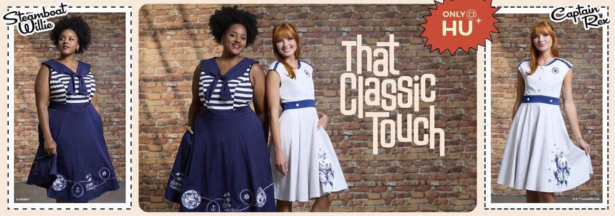 Two women wearing dresses
