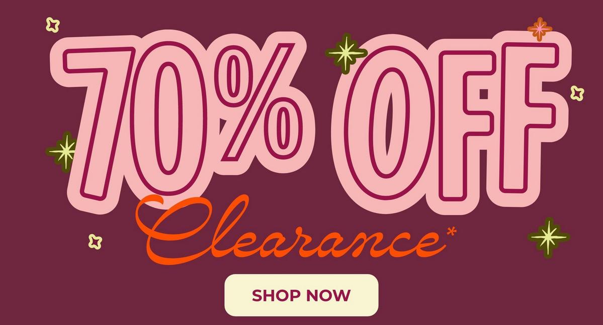 70% Off clearance. Shop now