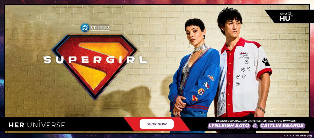 Supergirl collection designed by 2025 Her Universe fashion show winners: Caitlin Beards & Lynleigh Sato. Shop now
