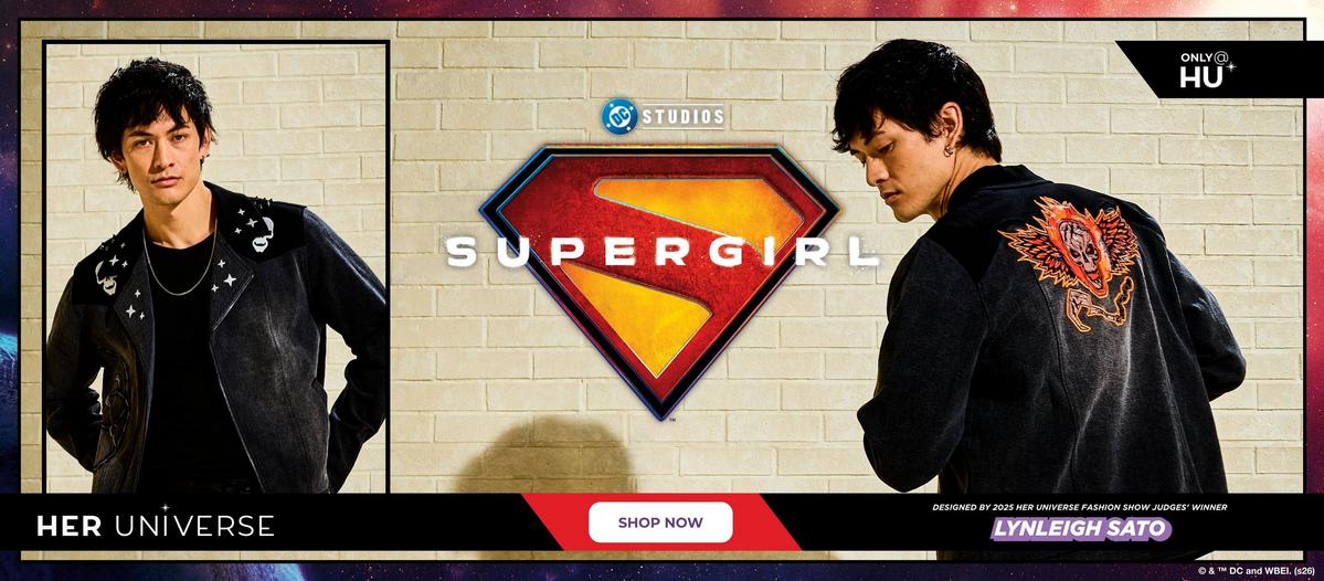 Supergirl collection designed by 2025 Her Universe fashion show winners: Caitlin Beards & Lynleigh Sato. Shop now