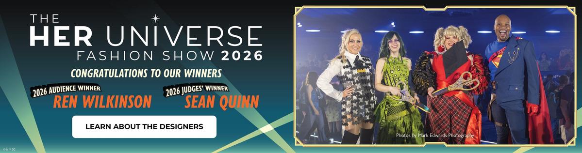 Her Universe fashion show 2026 - Congratulations to our winners - Ren Wilkinson & Sean Quinn. Learn about the designers 