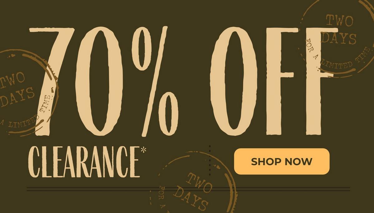 Two days - 70% Off clearance. Shop now
