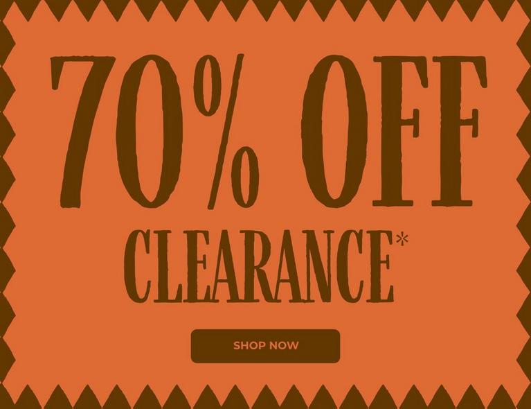 70% OFF clearance promotion with “Shop Now” button.