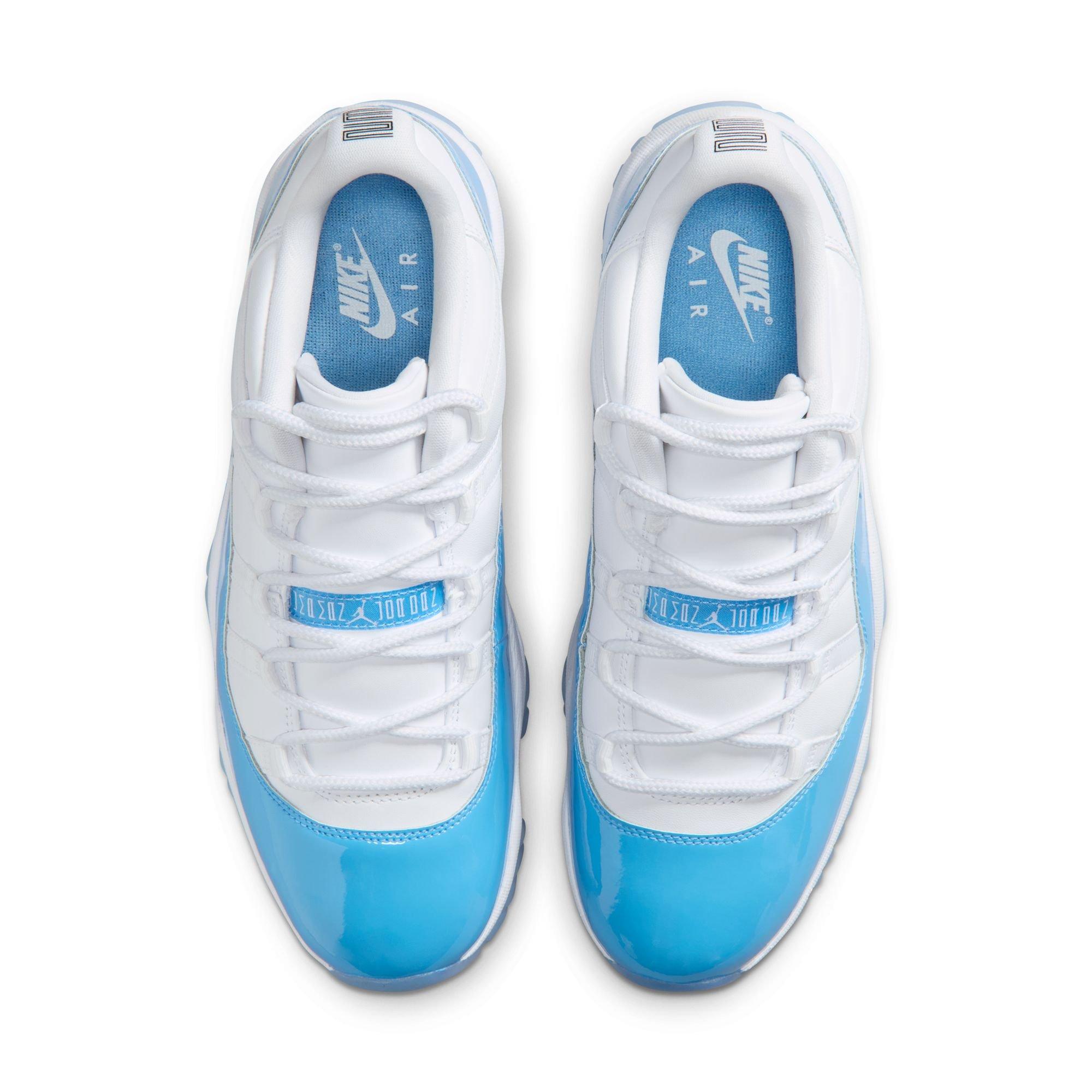 Jordan 11 Retro Low "White and University Blue" top of shoes
