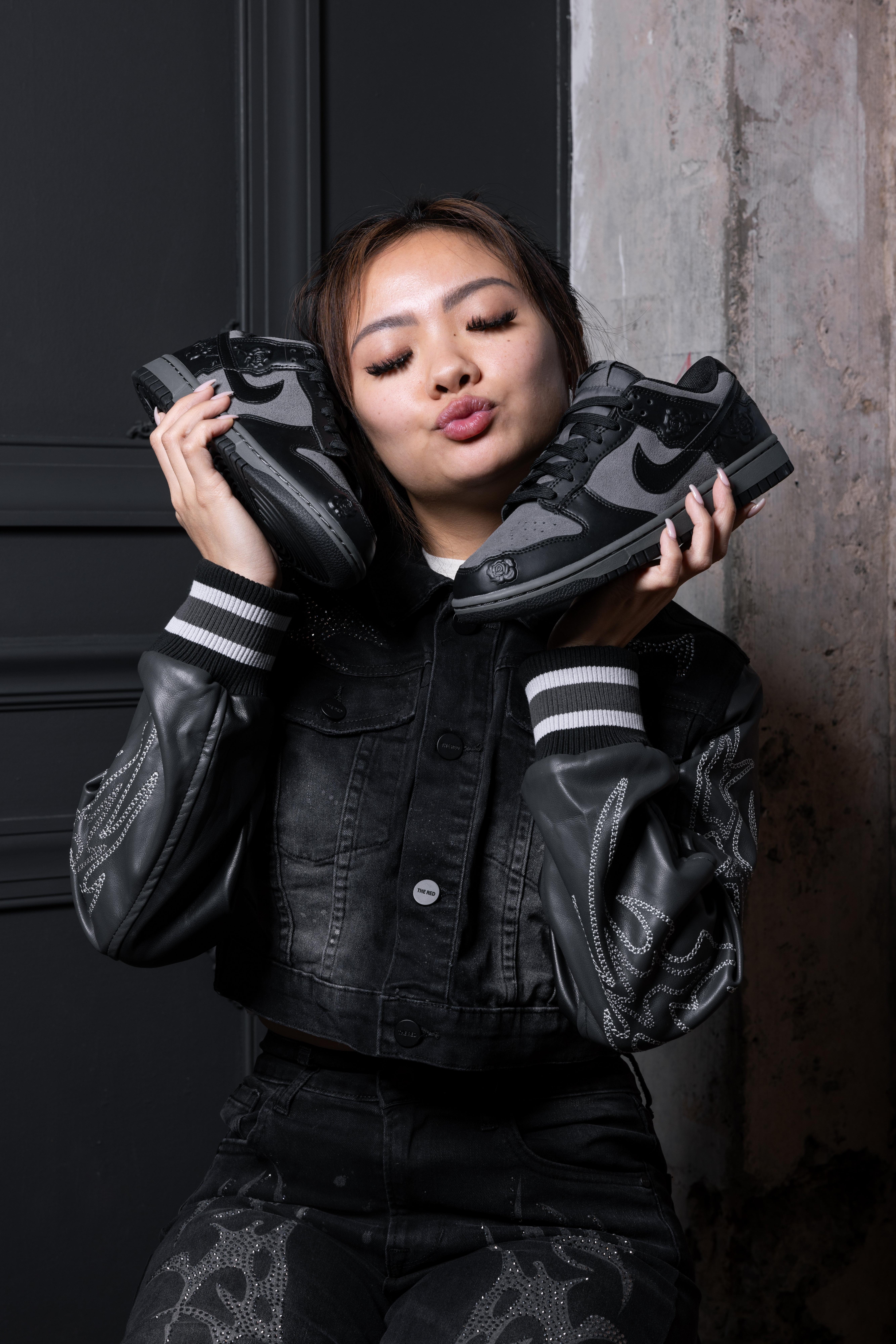 Nike Dunk Low "Black Roses" Side Details of Sneakers