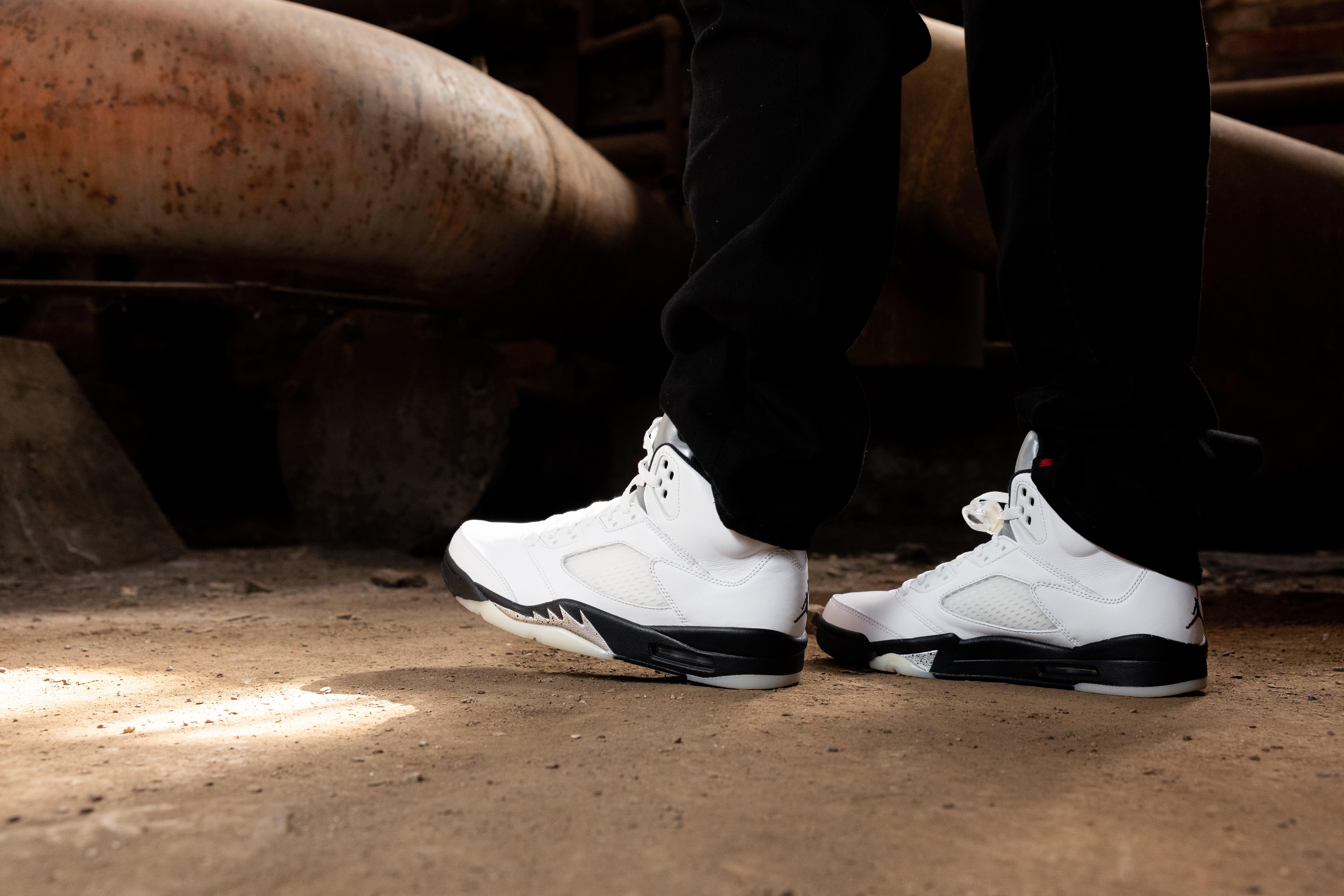 Air Jordan 5 Retro "White Black" Left Shoe Side Profile