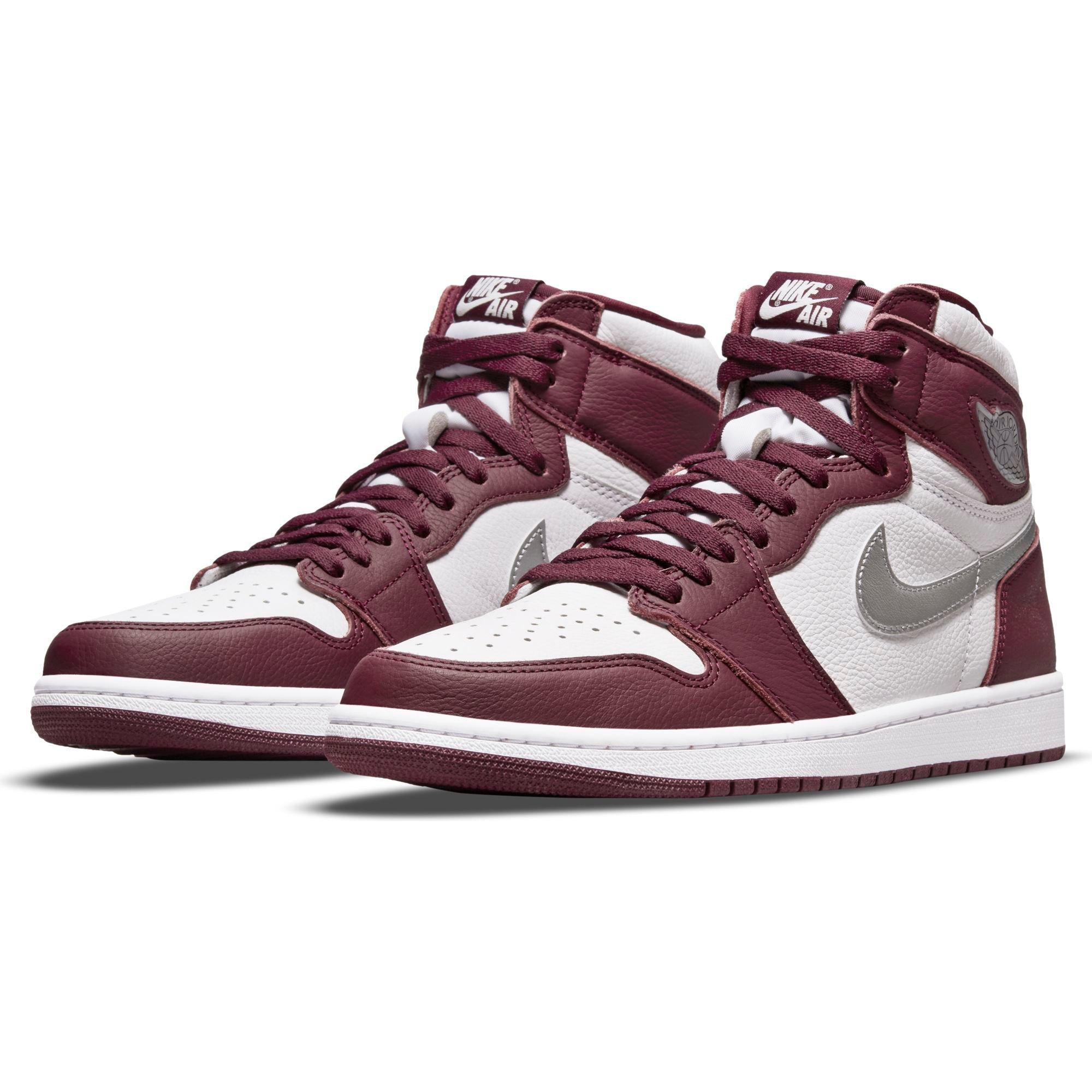 burgundy white jordans