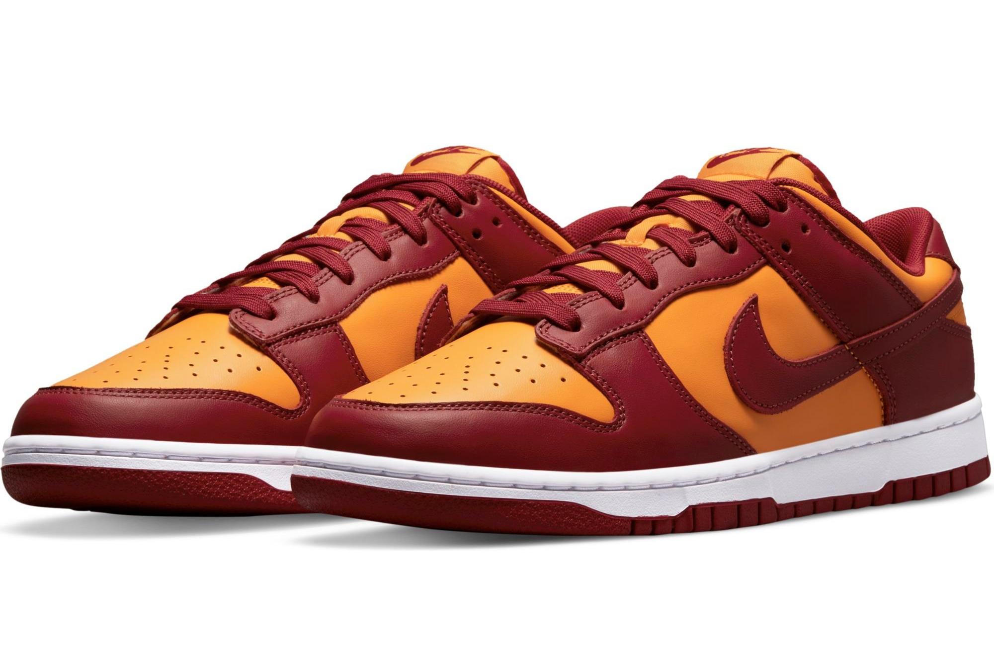 Nike dunks red gold white sale