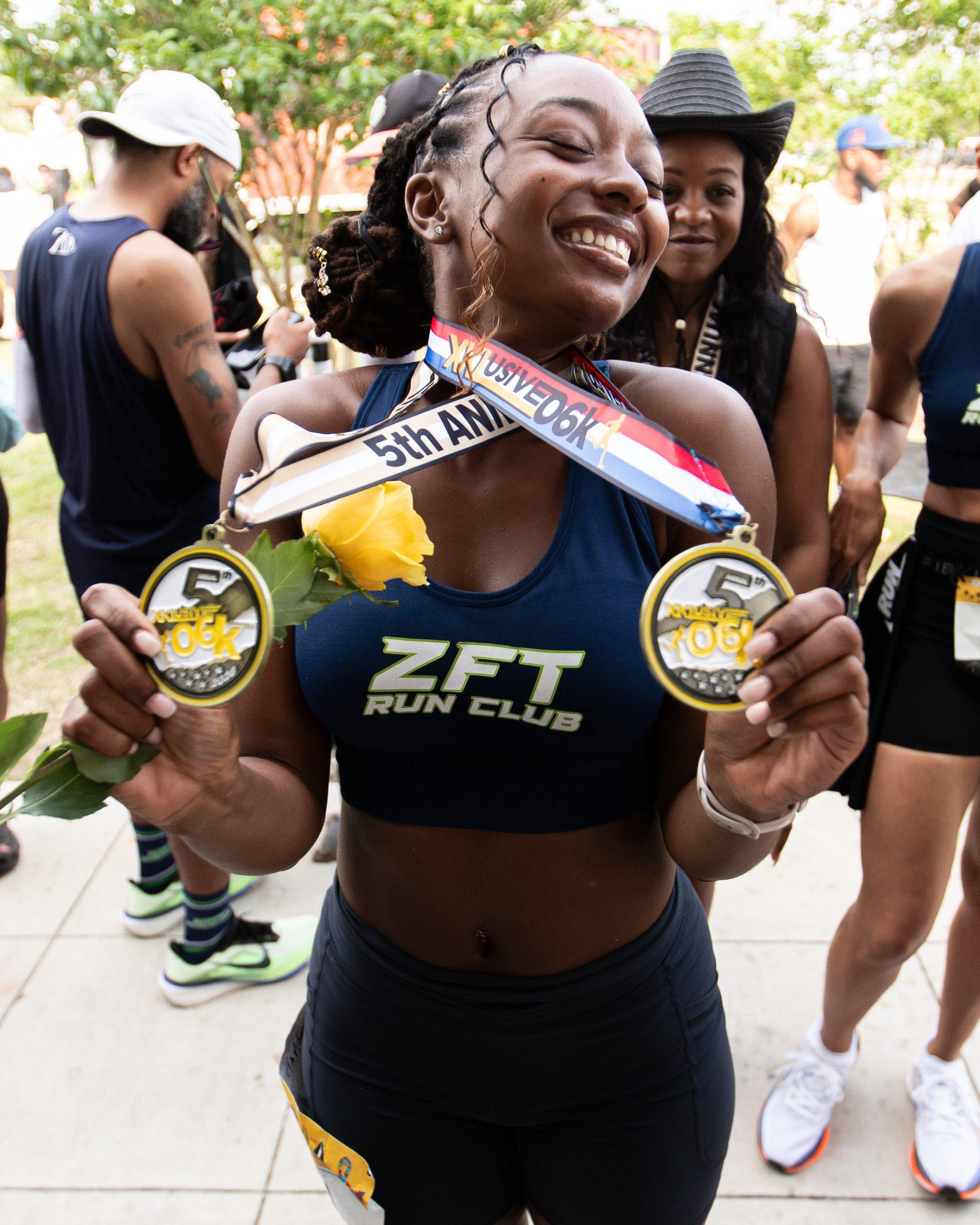 A young athlete with two medals