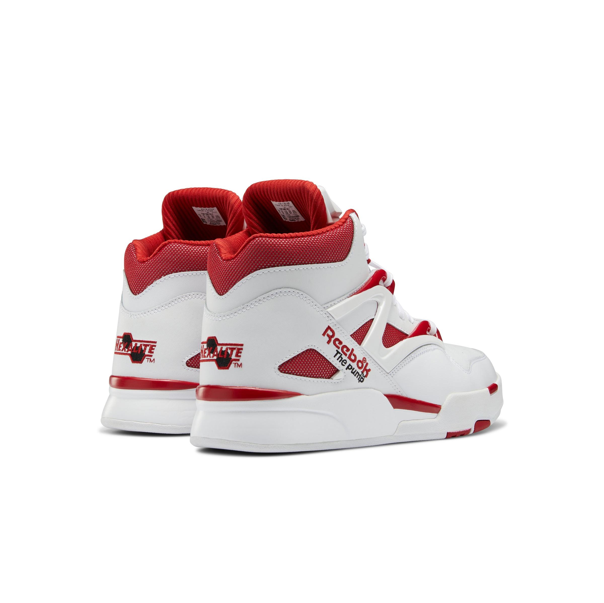 Red and black reebok 2024 pumps