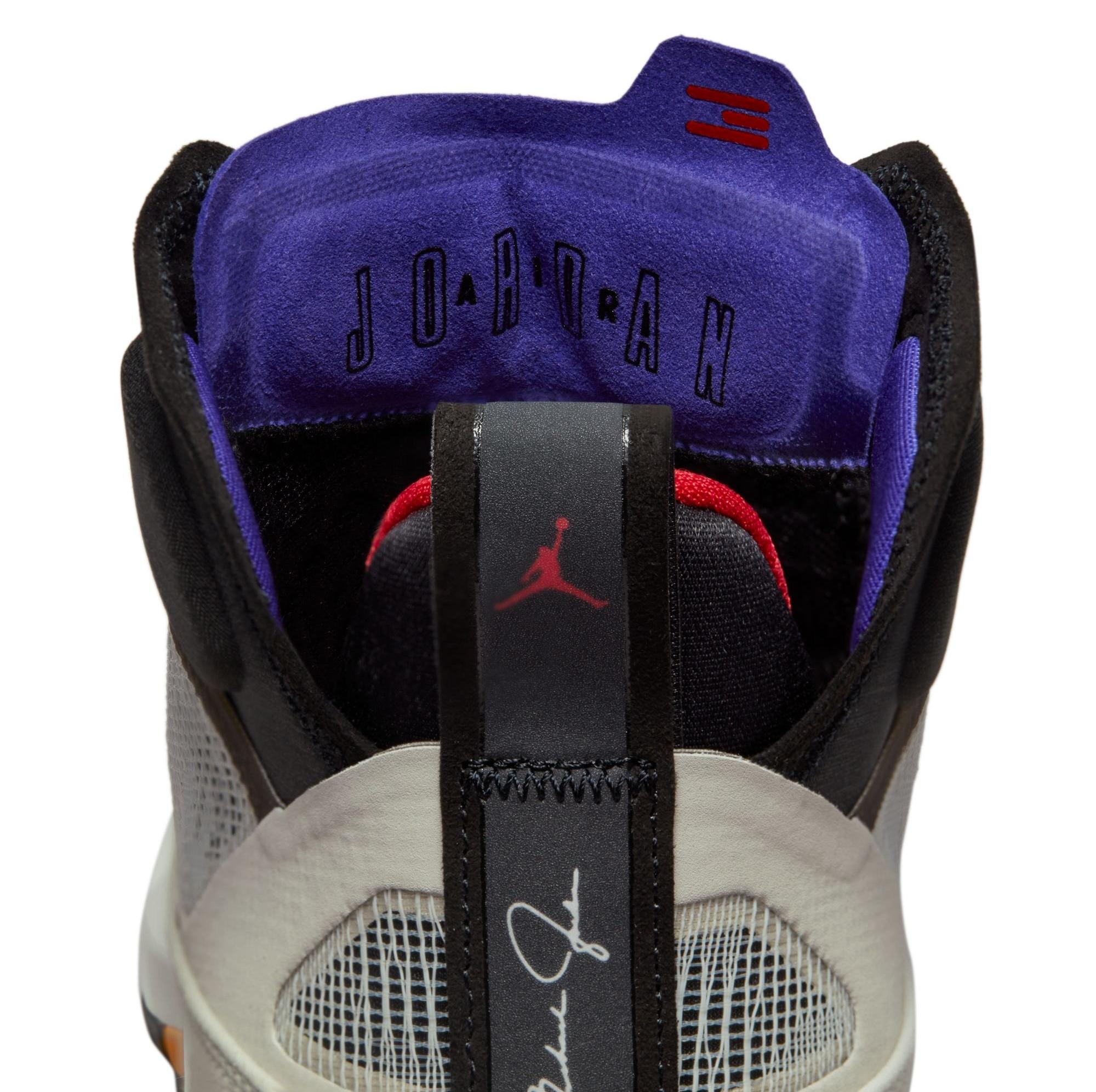 Jordan 37 "Light Bone/Fire Red/Black" tongue tag