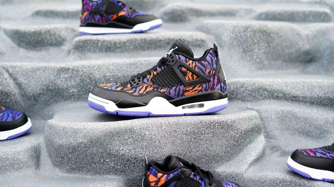 Jordan retro 4 black and purple on sale