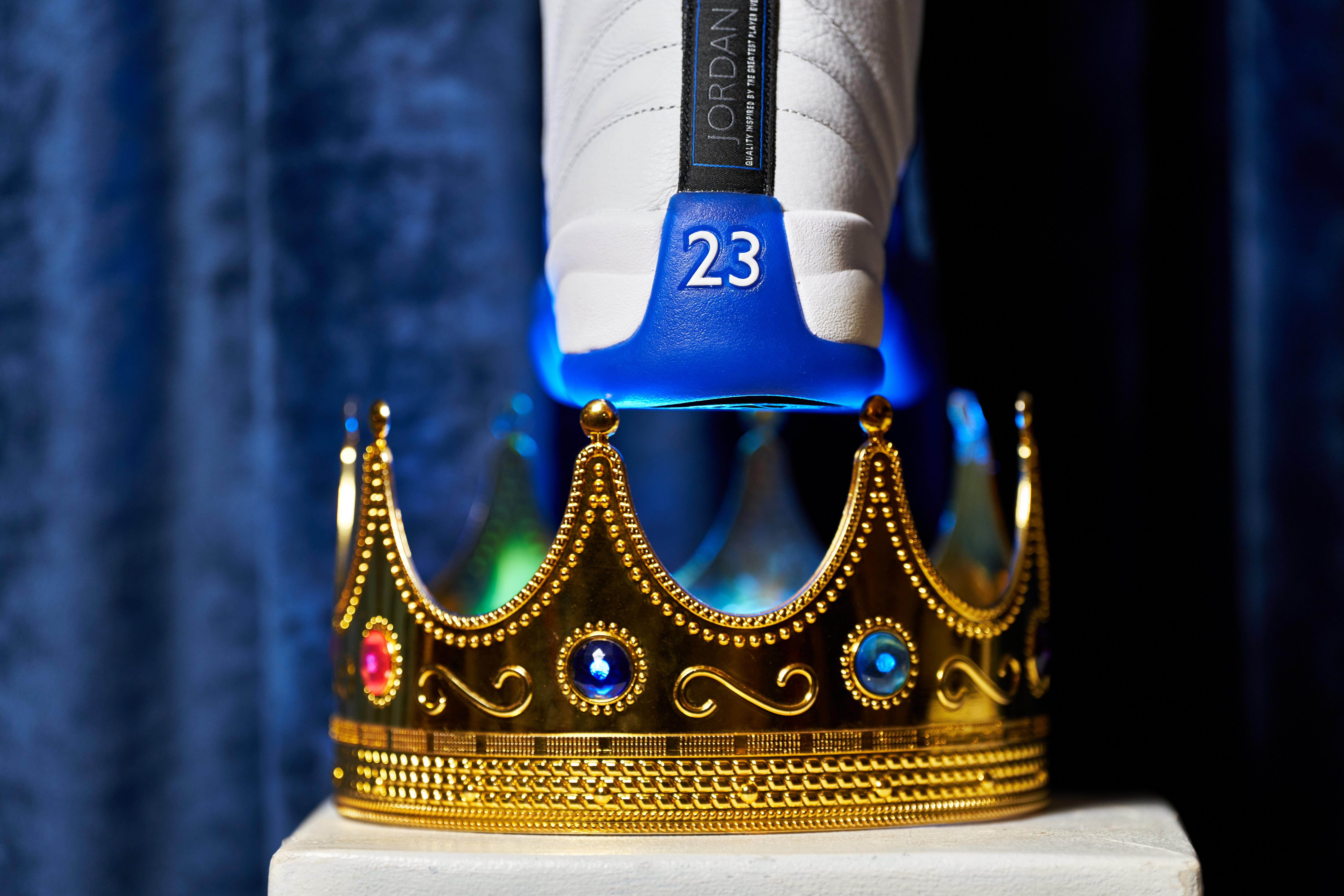 Jordan 12 Retro "White and Game Royal" Heel of Shoe