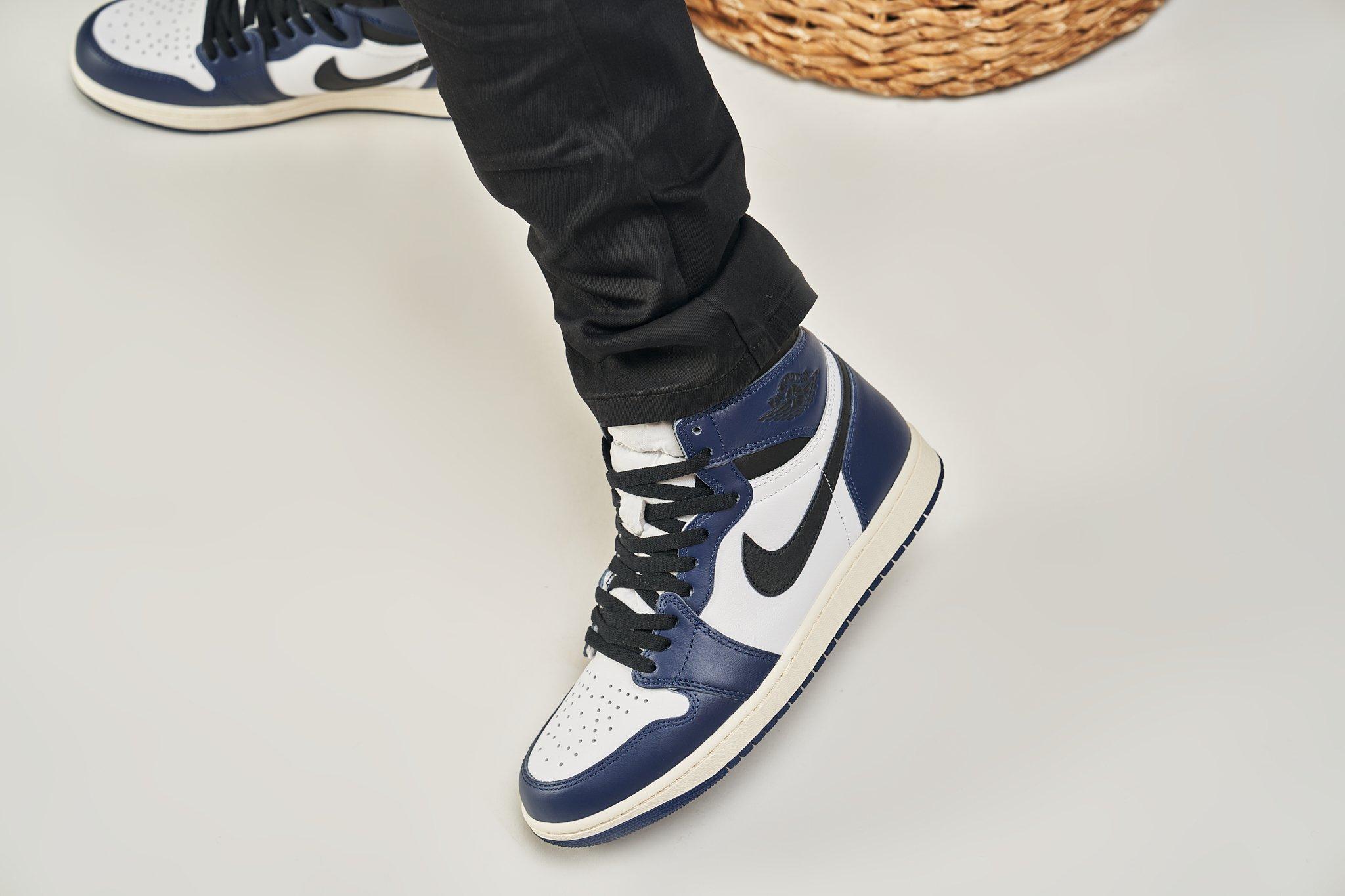 Air Jordan 1 High OG “Midnight Navy” Left Side of Shoe