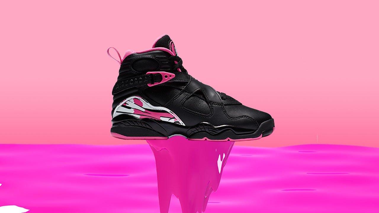 black and pink jordan 8s