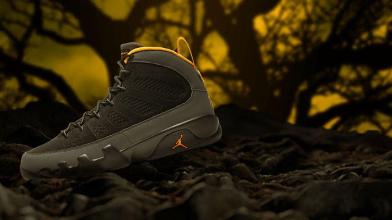 black grey and yellow jordan 9