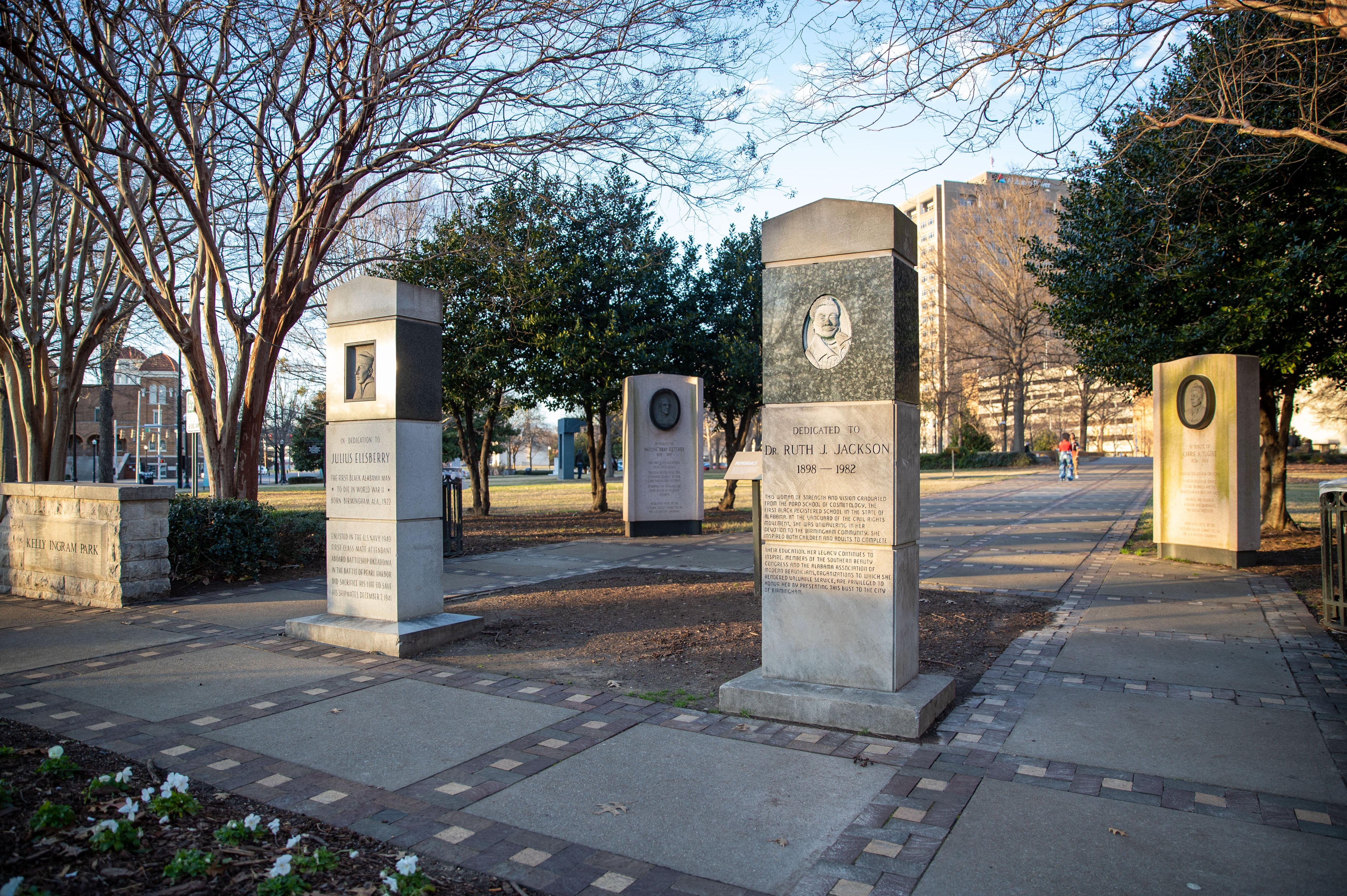 Birmingham citizens of color memorials in park.