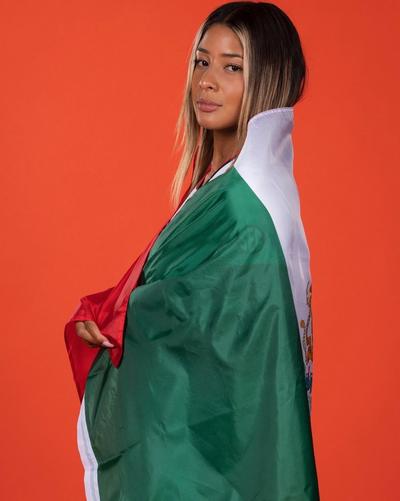 woman in Mexican flag