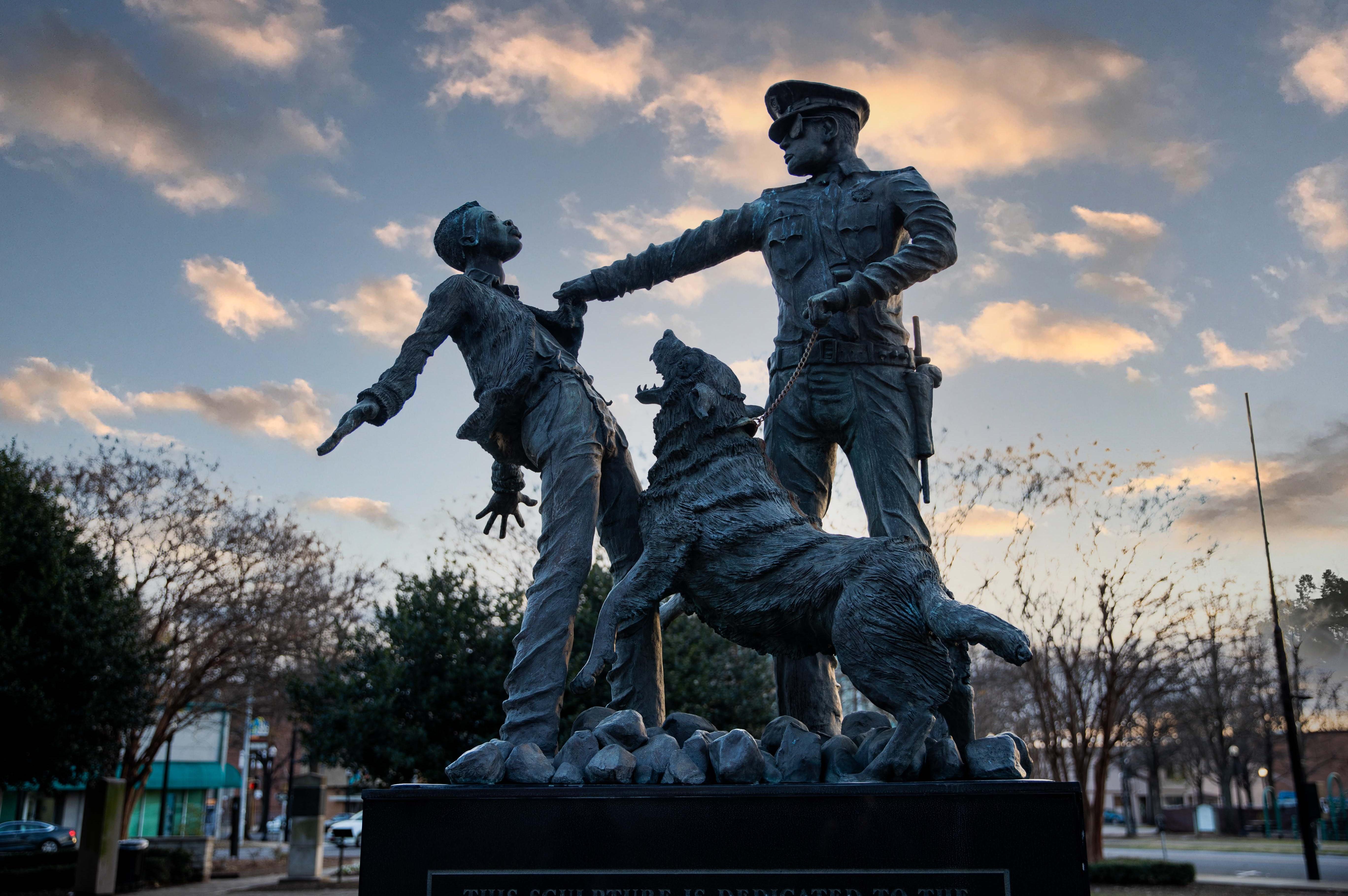 Statue depicting Eugene "Bull" Connor's attack on Birmingham activists and peaceful protestors in 1963,