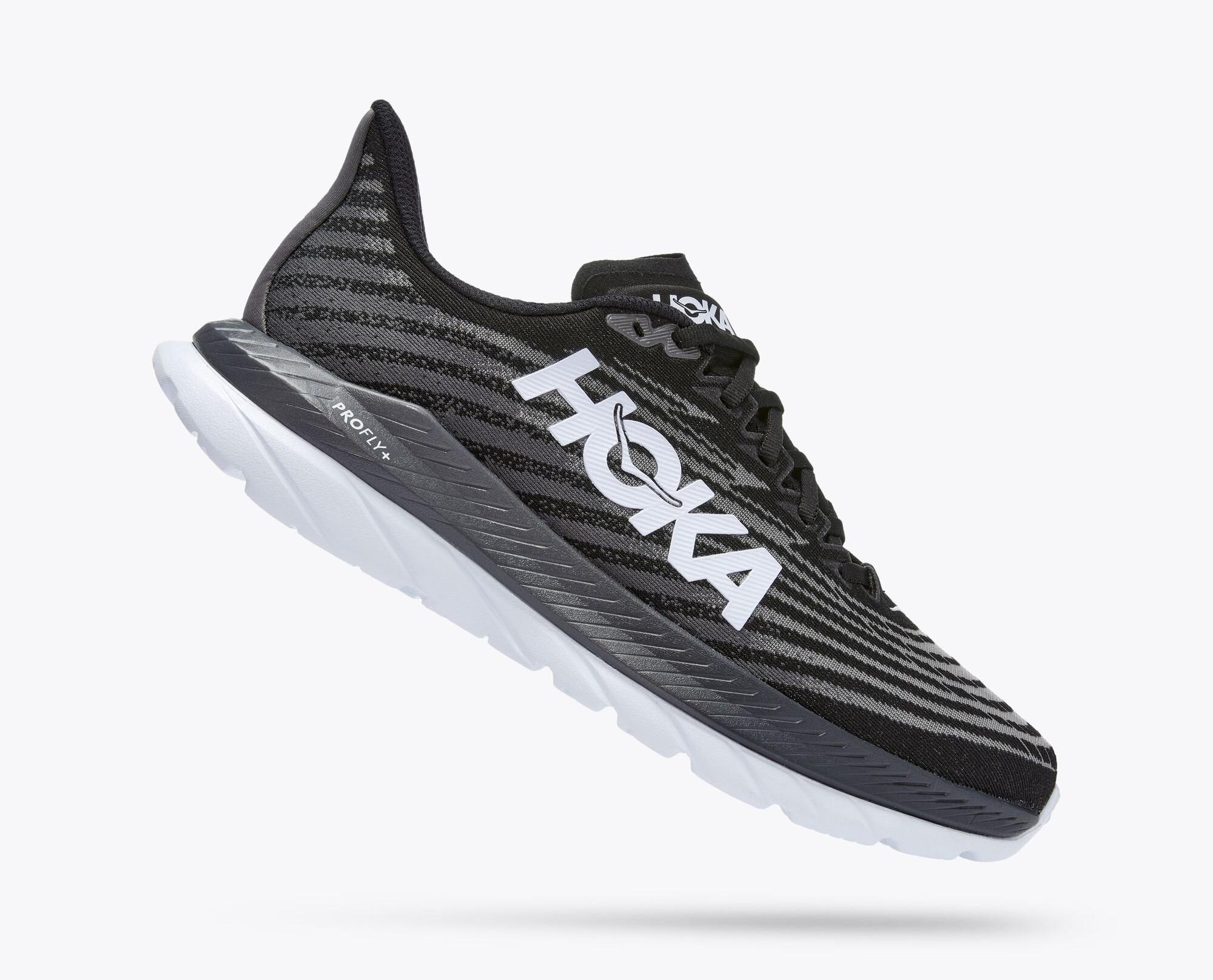Hoka Mach 5 "Black/White" running shoe side