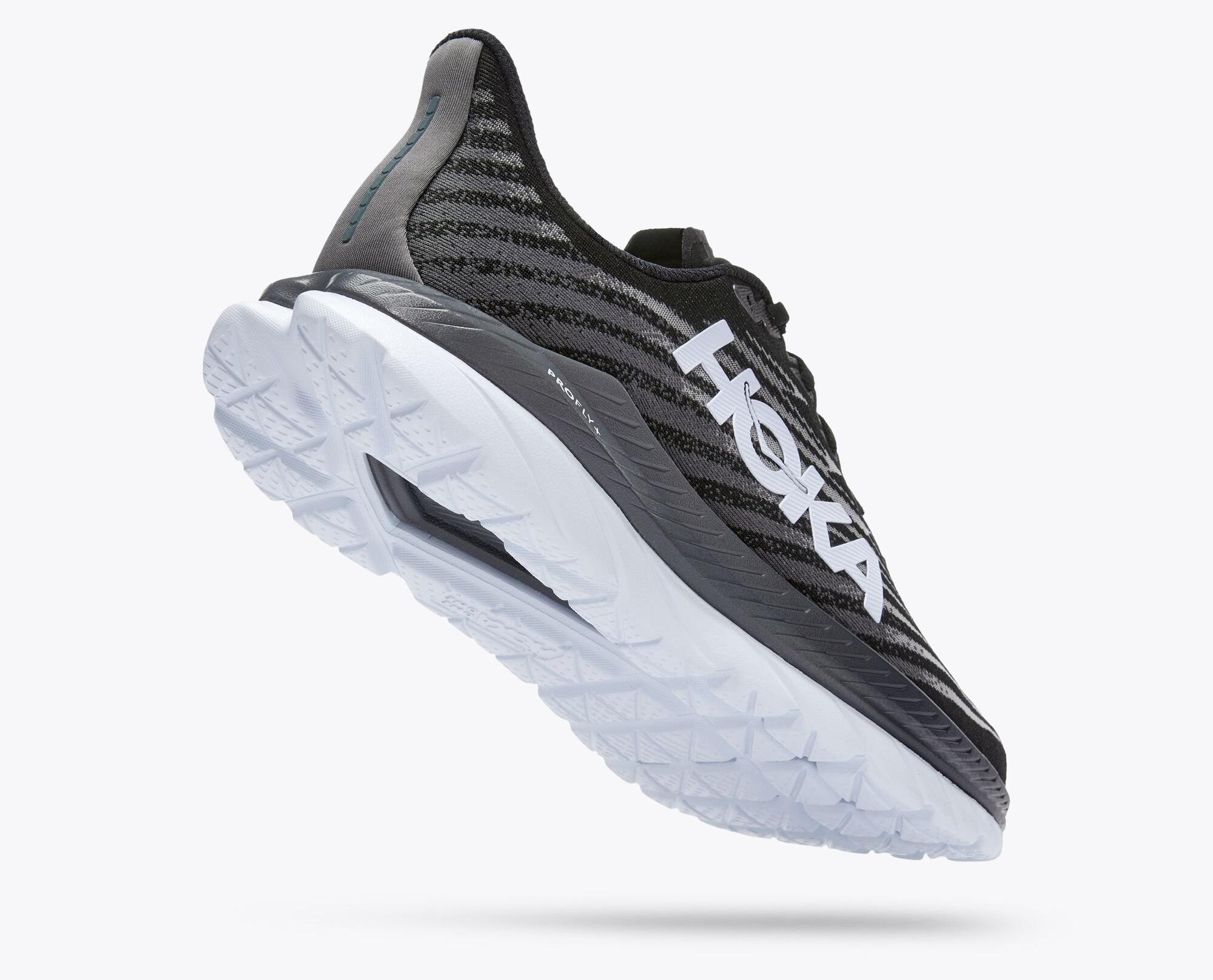 Hoka Mach 5 "Black/White" running shoe side view