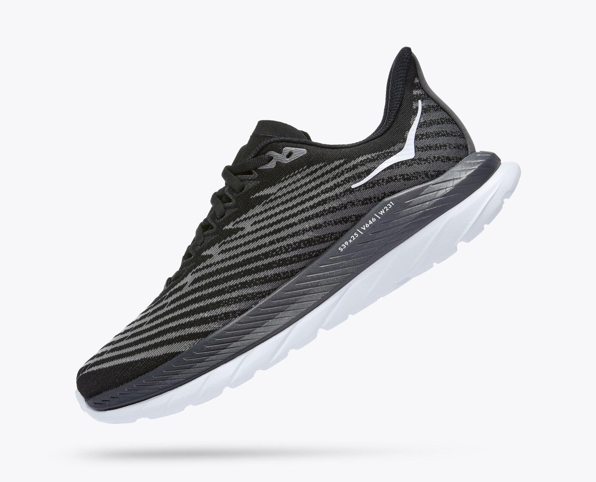 Hoka Mach 5 "Black/White" running shoe left view