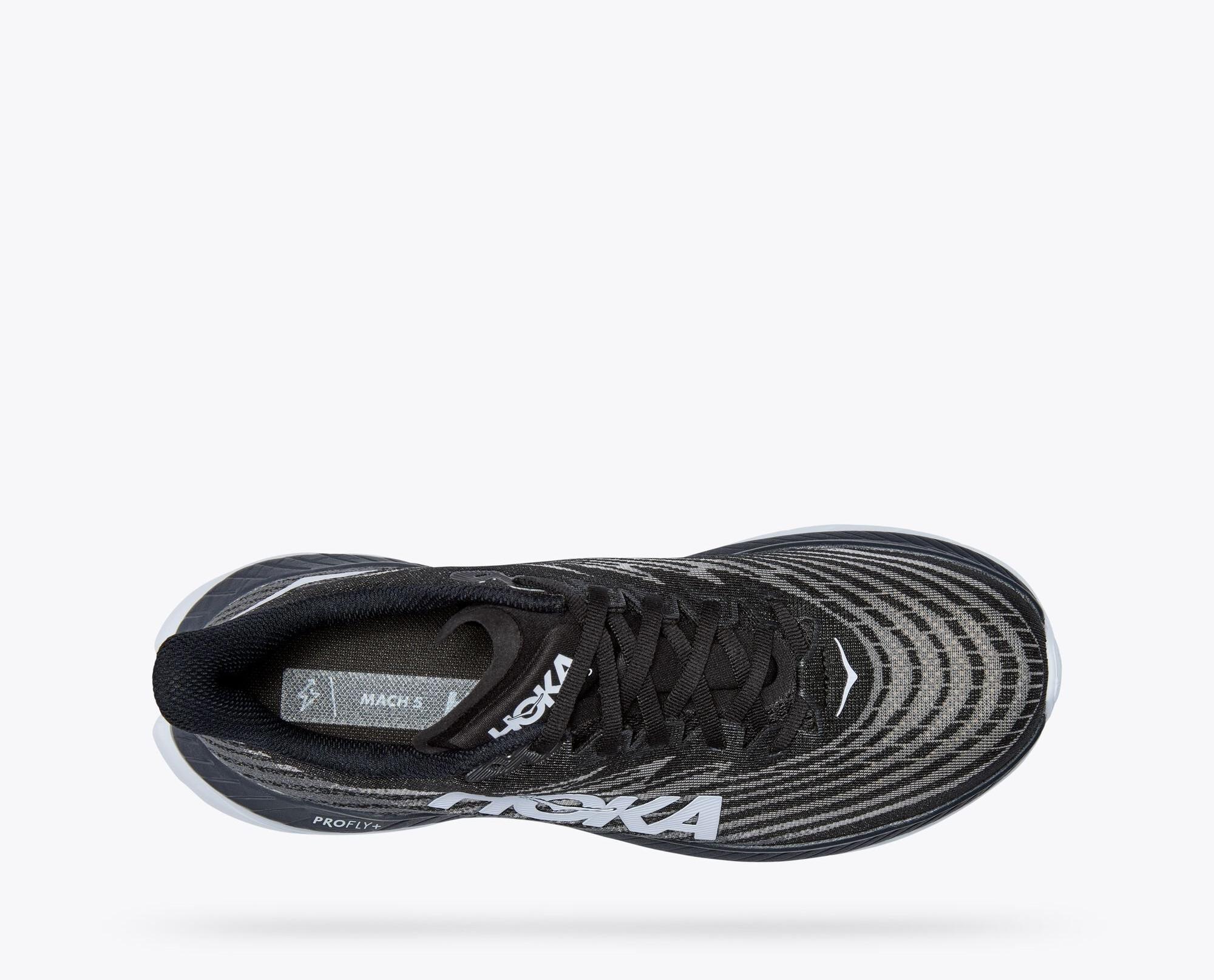 Hoka Mach 5 "Black/White" running shoe top