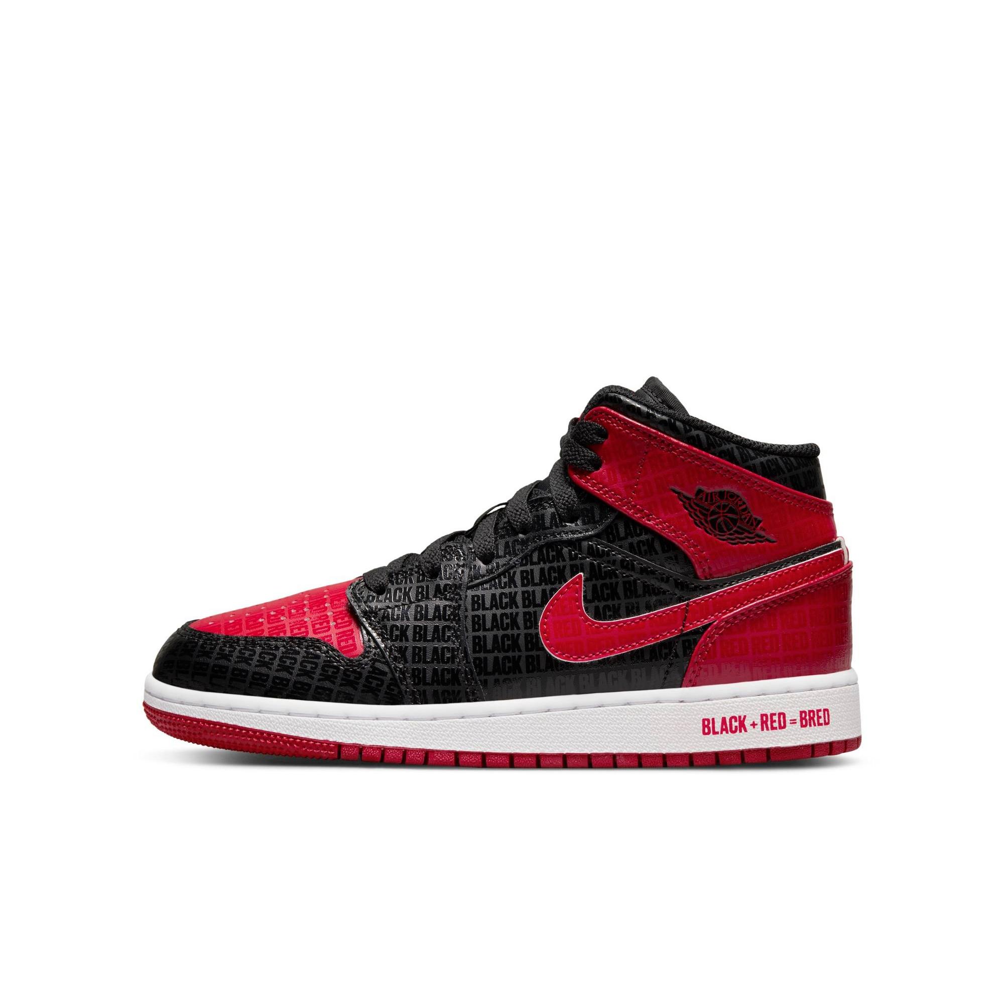 Kids jordans black and red hot sale