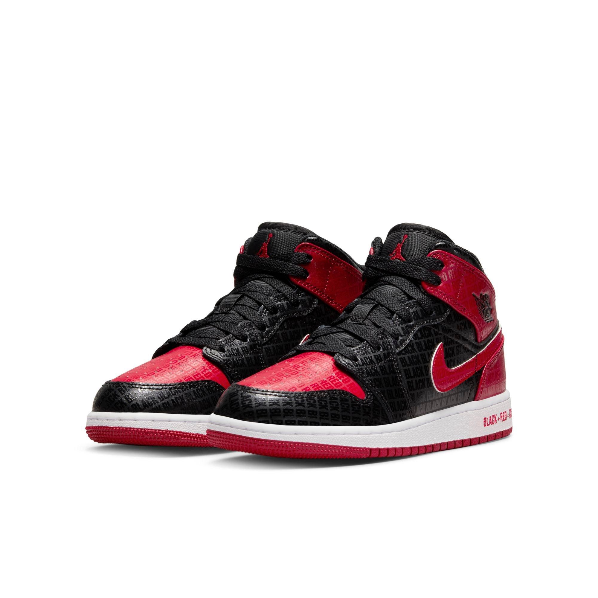 boys red and black jordans