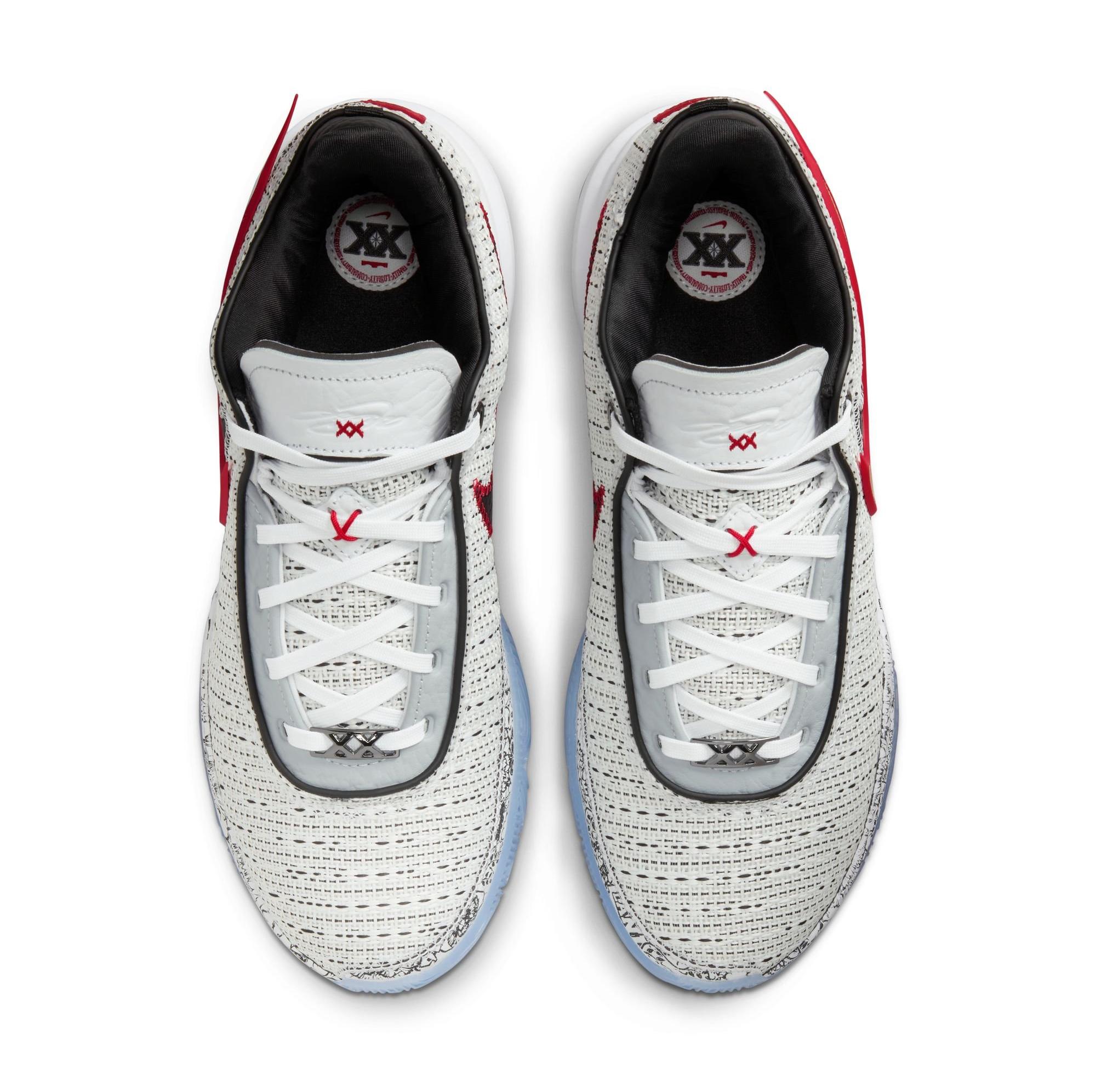 Nike LeBron XX​ "White/Metallic Gold/Black" Men's & Kids' Basketball Shoe Launching 12/12 top view