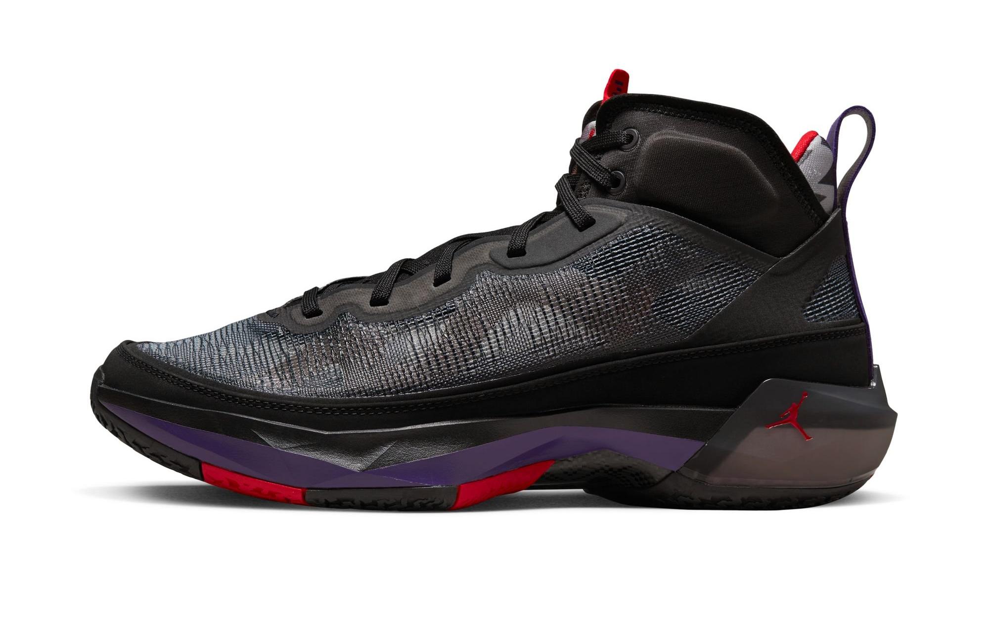 Jordan XXXVII "Black/True Red/Club Purple" left side