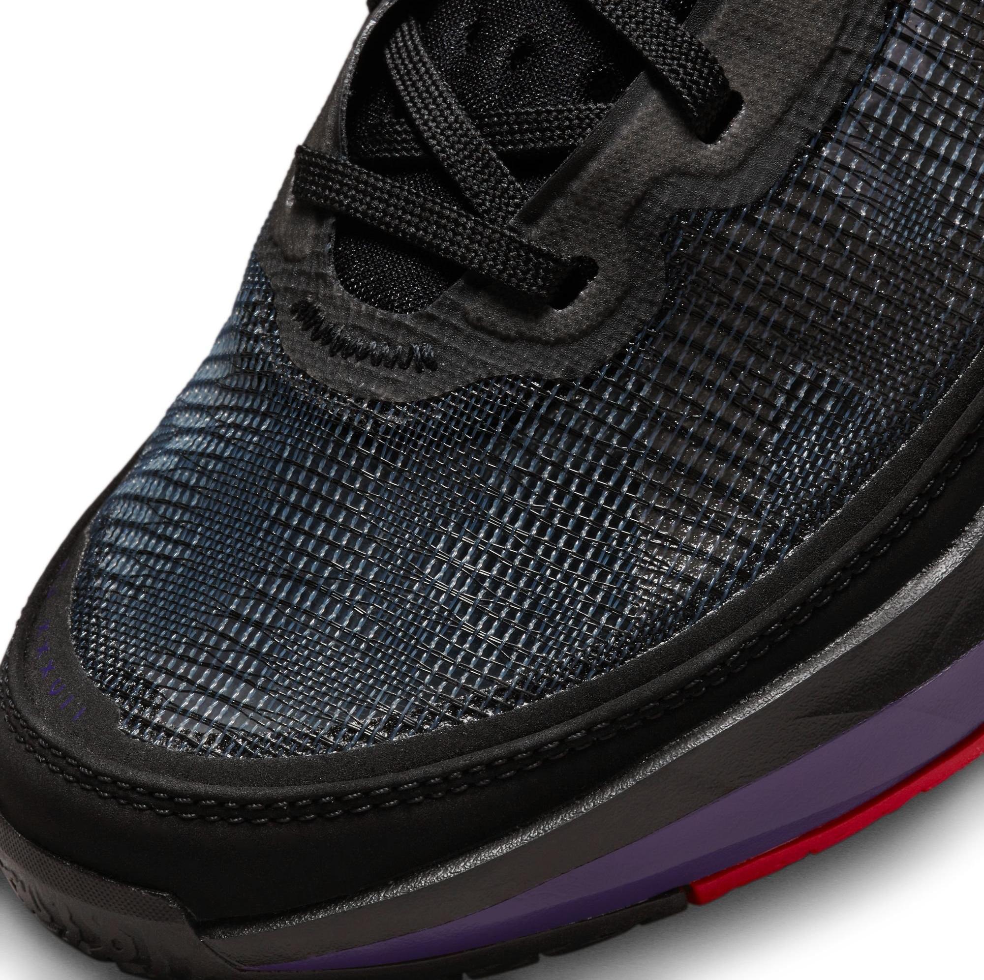 Jordan XXXVII "Black/True Red/Club Purple" toe