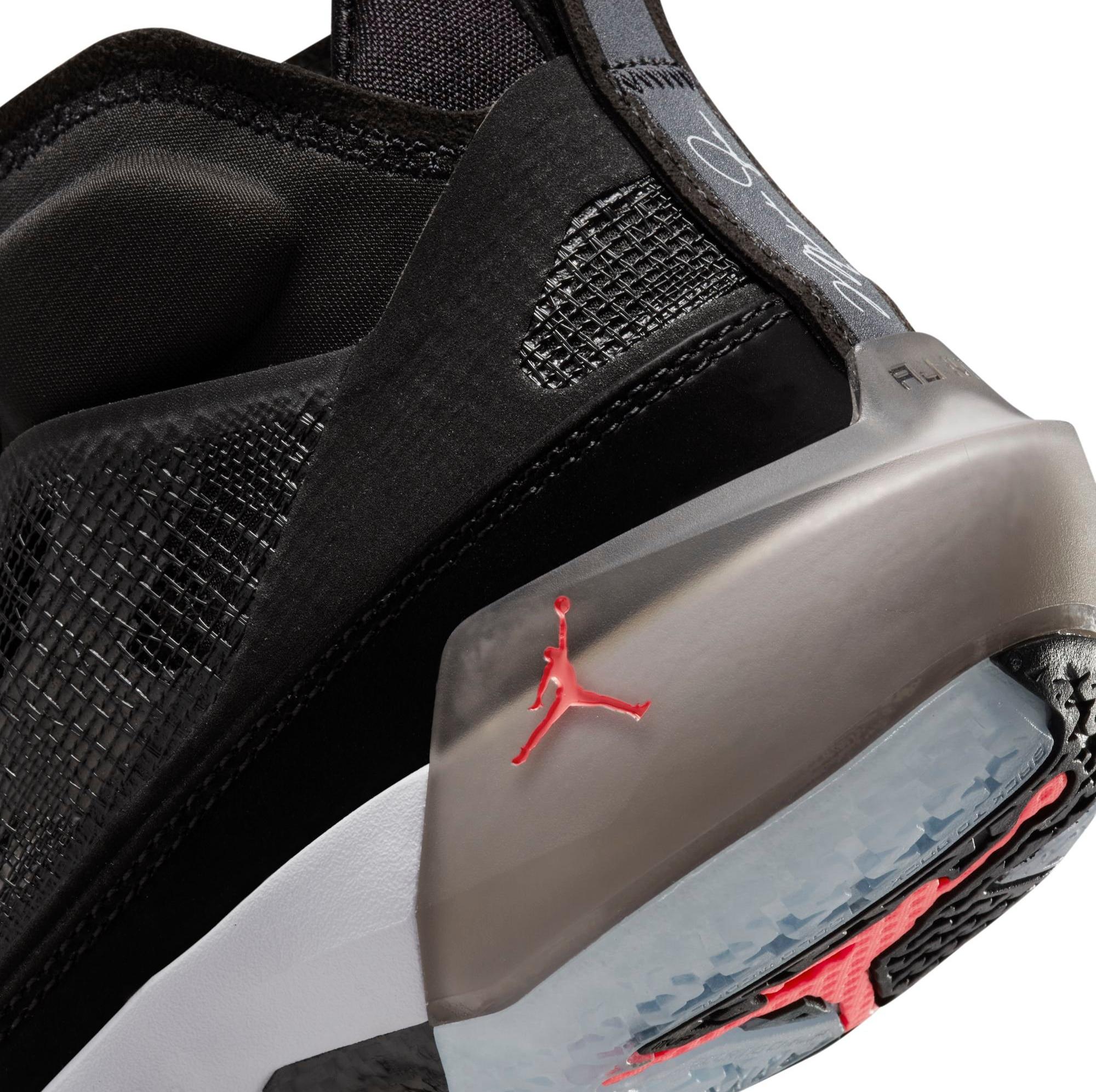 Jordan XXXVII "Black/White/Hot Punch" Men's & Kids' Basketball Shoe Launching 12/1 heel