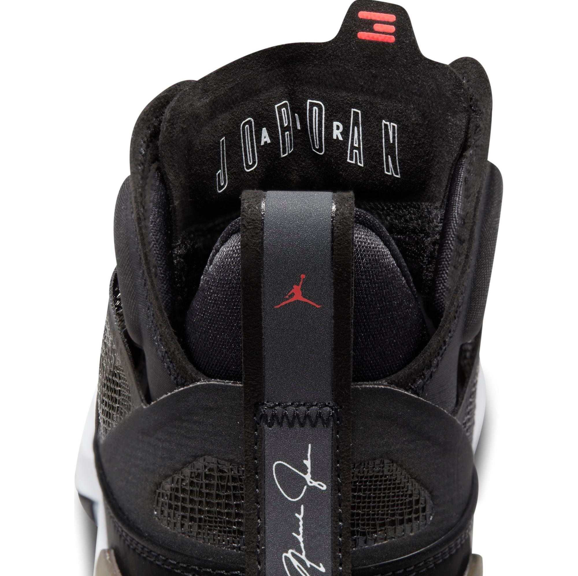 Jordan XXXVII "Black/White/Hot Punch" Men's & Kids' Basketball Shoe Launching 12/1 tongue tag