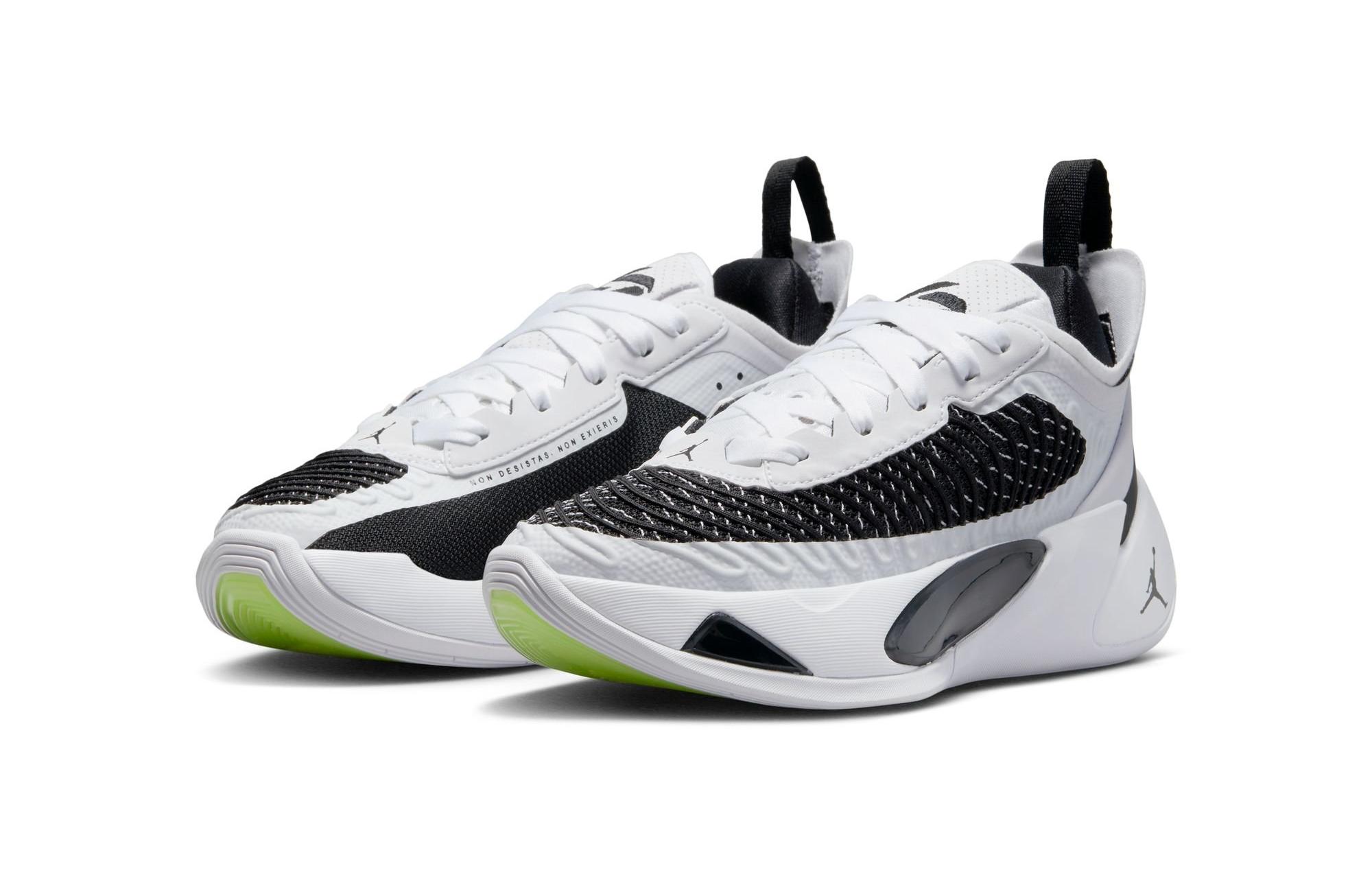 Jordan Luka 1 "White/Black/Volt" side by side