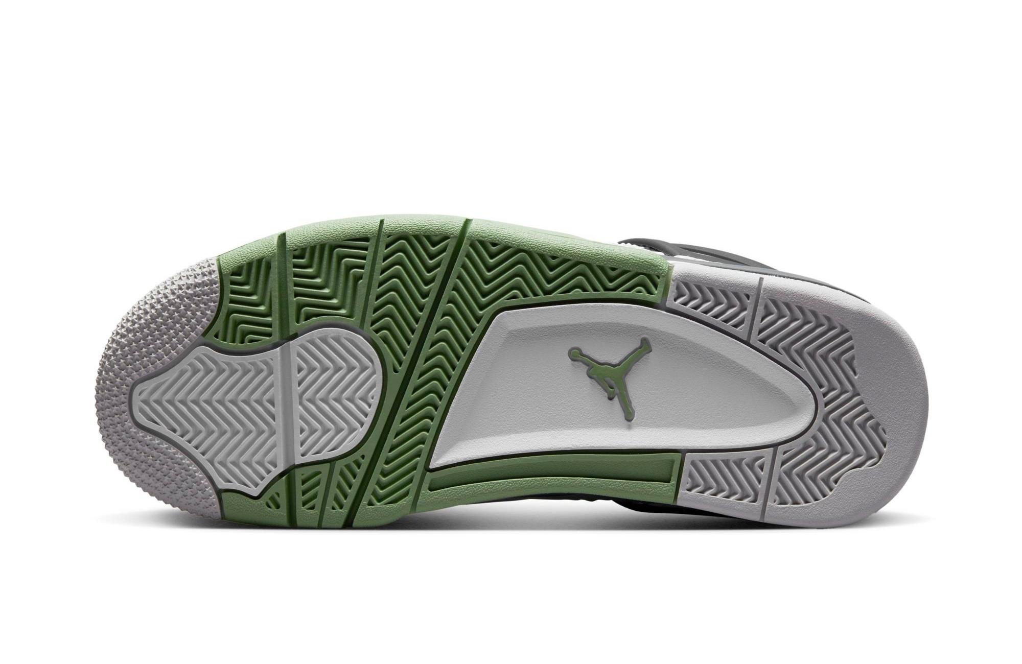 Jordan 4 Retro "White/Oil Green/Dark Ash" Women's Shoe Launching 2/9 sole