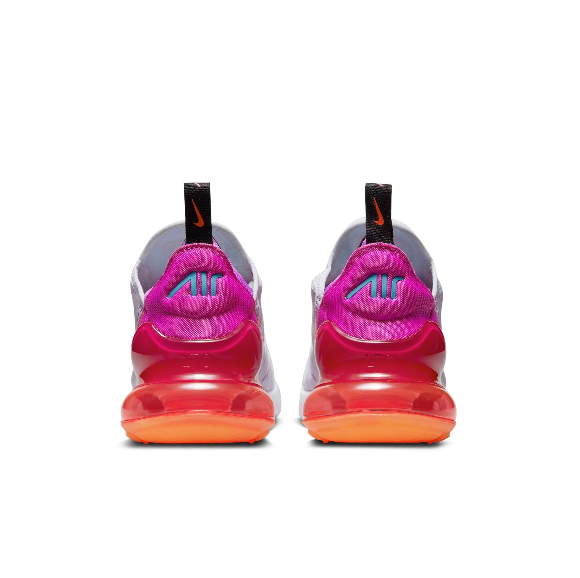 Nike Air Max 270 "White/Bright Crimson/Fuchsia Dream" Women's Shoe Launching 3/1 heel side by side