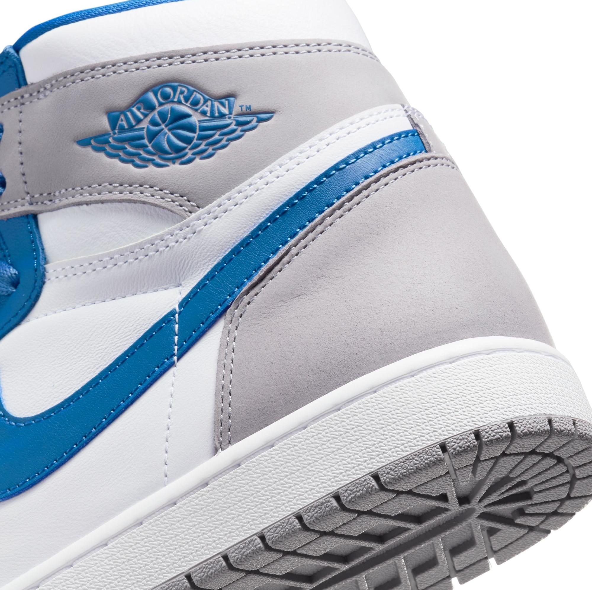 Jordan 1 Retro High OG "True Blue/White/Cement Grey" Men's & Kids' Shoe Launching 1/14 heel