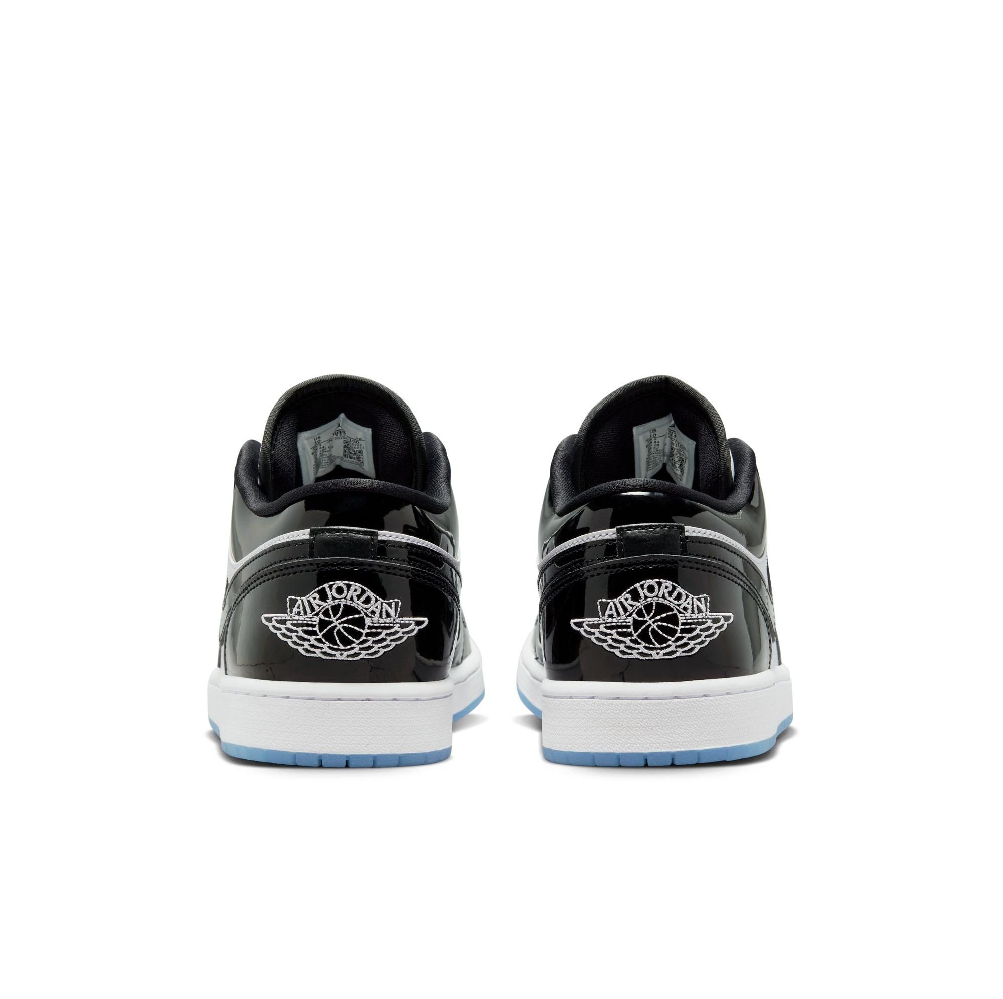 Jordan 1 Low SE "White/Black" Men's & Grade School Kids' Shoe Launching 2/10 heel side by side